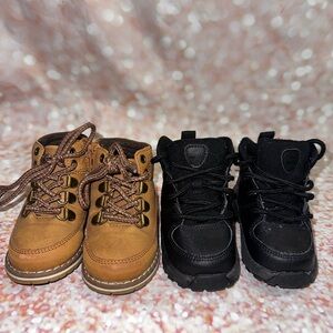 Size 4 Toddler Baby Boots Tan and Black